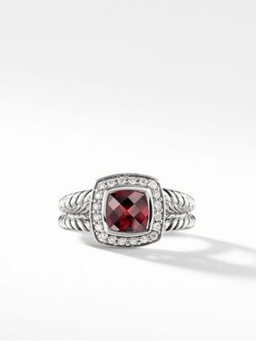 David Yurman Petite Albion Ring with Garnet and Diamonds